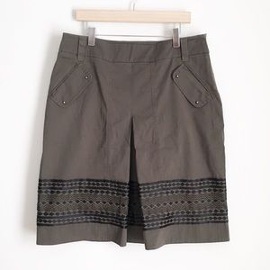 MaxMara Weekend Embroidered Khaki Skirt 10